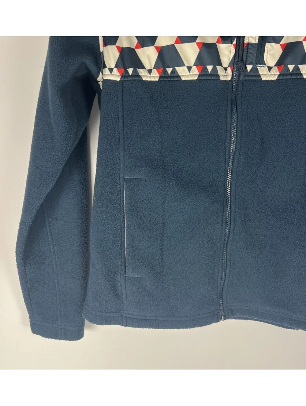 The North Face Jacket Blue Geo Print 300 Tundra Fleece Full Zip Fleece- Men's S